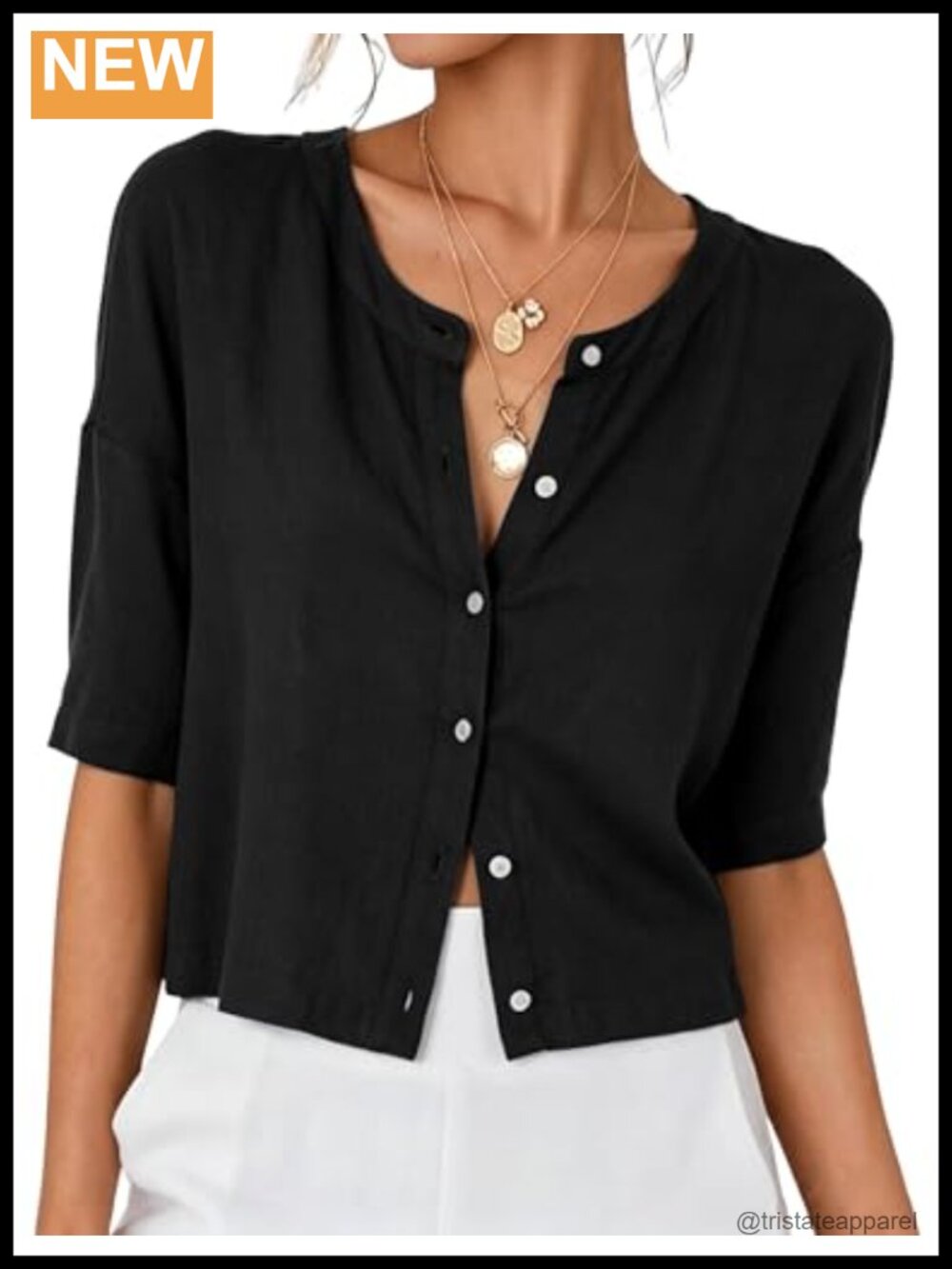 Women's Linen Blend Cropped Button Down Shirt Short Sleeve